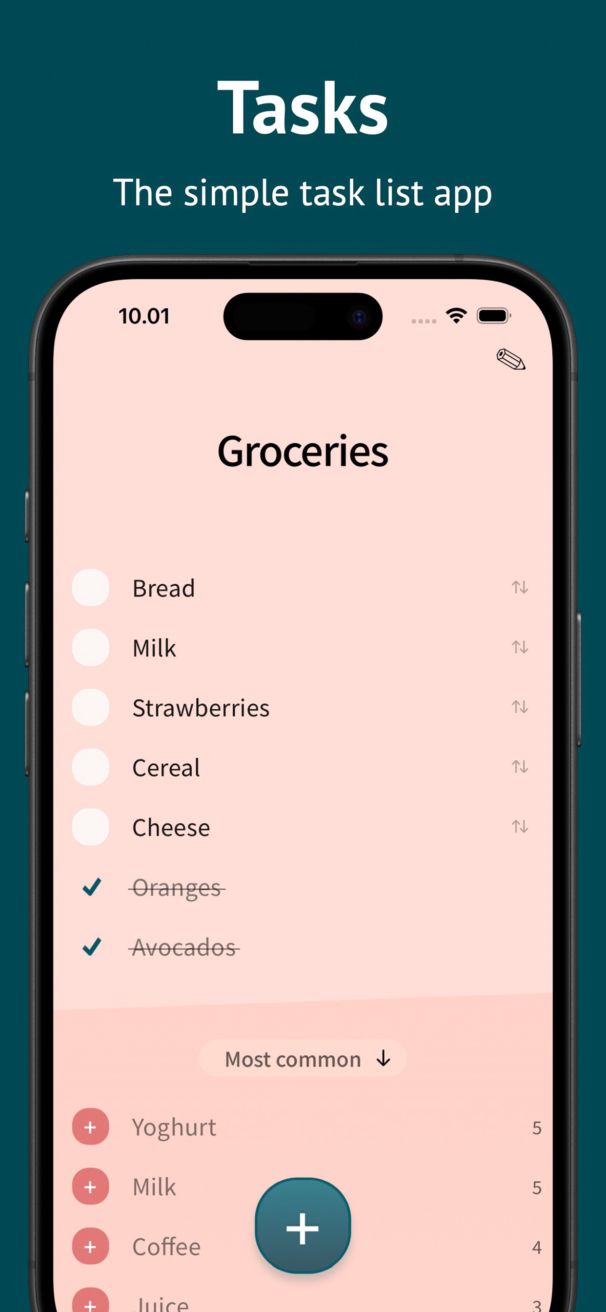Tasks app grocery list view